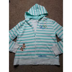 Girl's Size XL 2019 Embroidered Disney Parks Striped Zip Up Hoodie